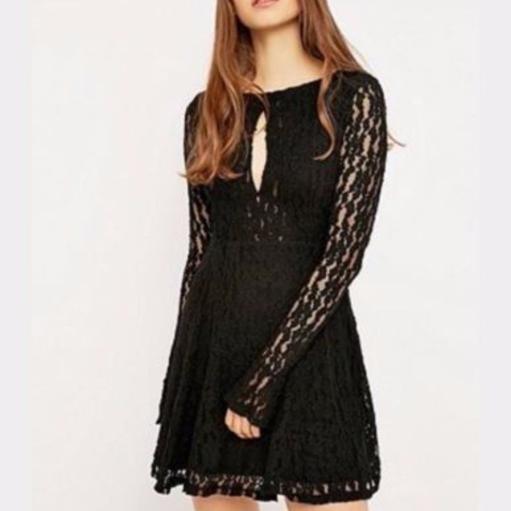 Free People Little Black Lace Party Dress XS New